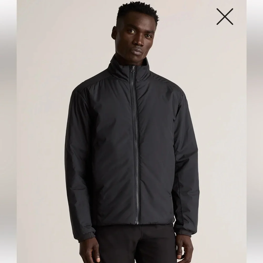 Quince Black Windbreaker Jacket with High Collar and Matte Finish - Picture 1 of 7